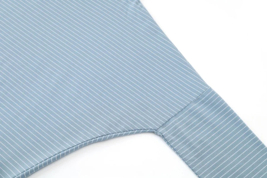 Striped Ribbed V-Neck Top with Batwing Sleeves