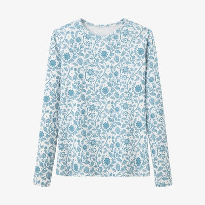 High-Stretch Printed Ribbed Top (Cotton Blend)