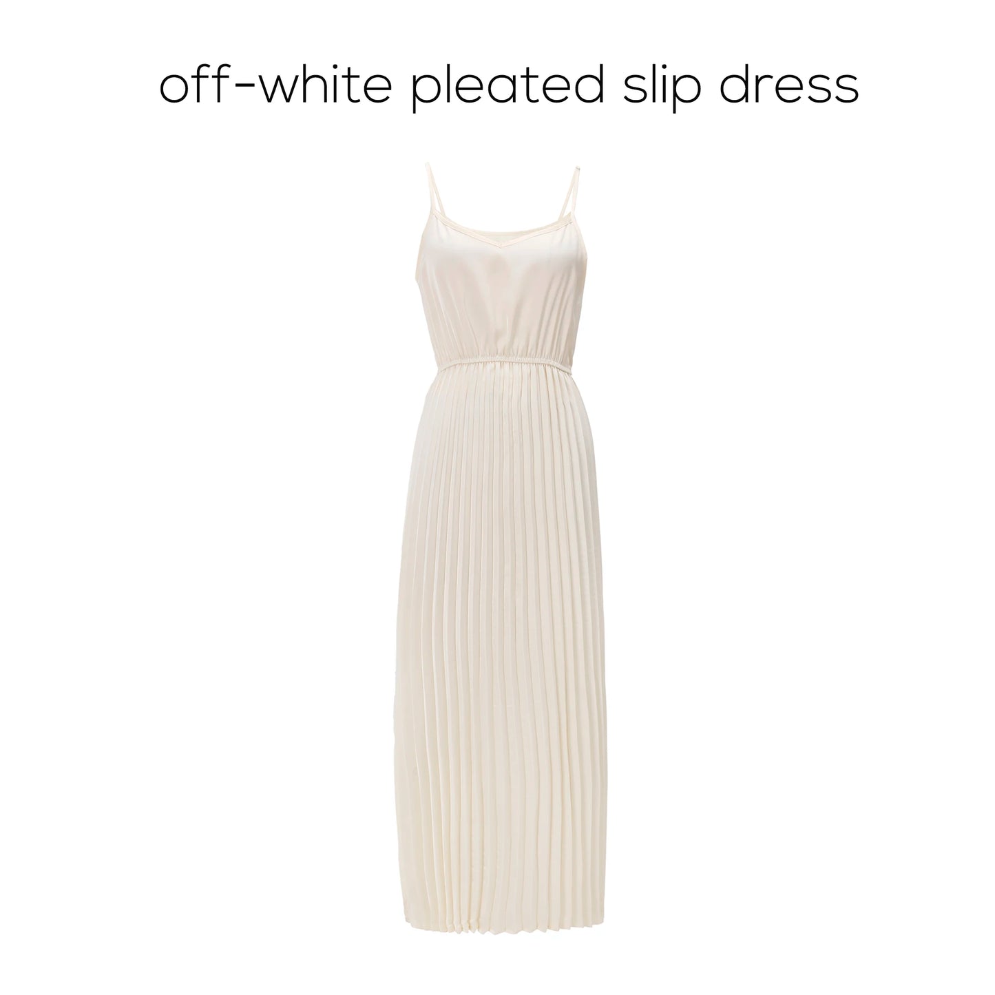 2-Piece Satin Pleated Slip Dress with Shimmer Cardigan