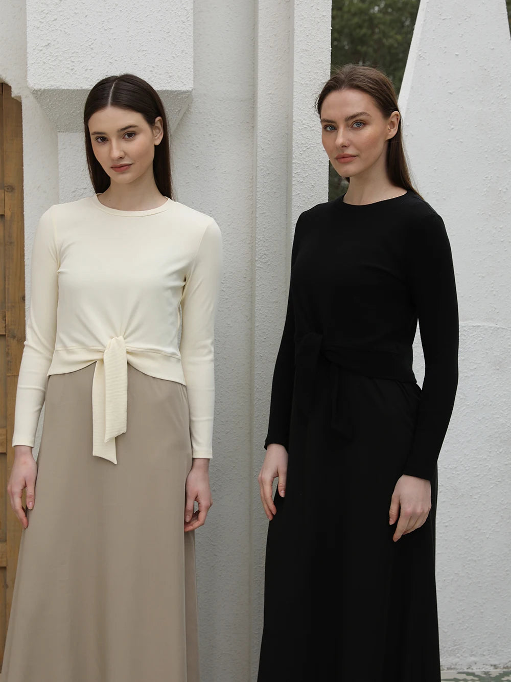 2-Piece Ribbed Wrap Top + Slip Maxi Dress Set