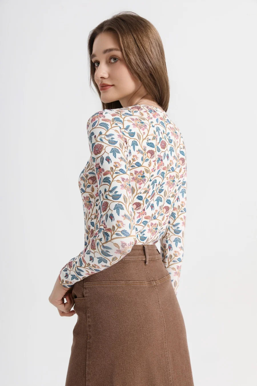 Elastic Denim Maxi Skirt (A-Line Stretch Fit)