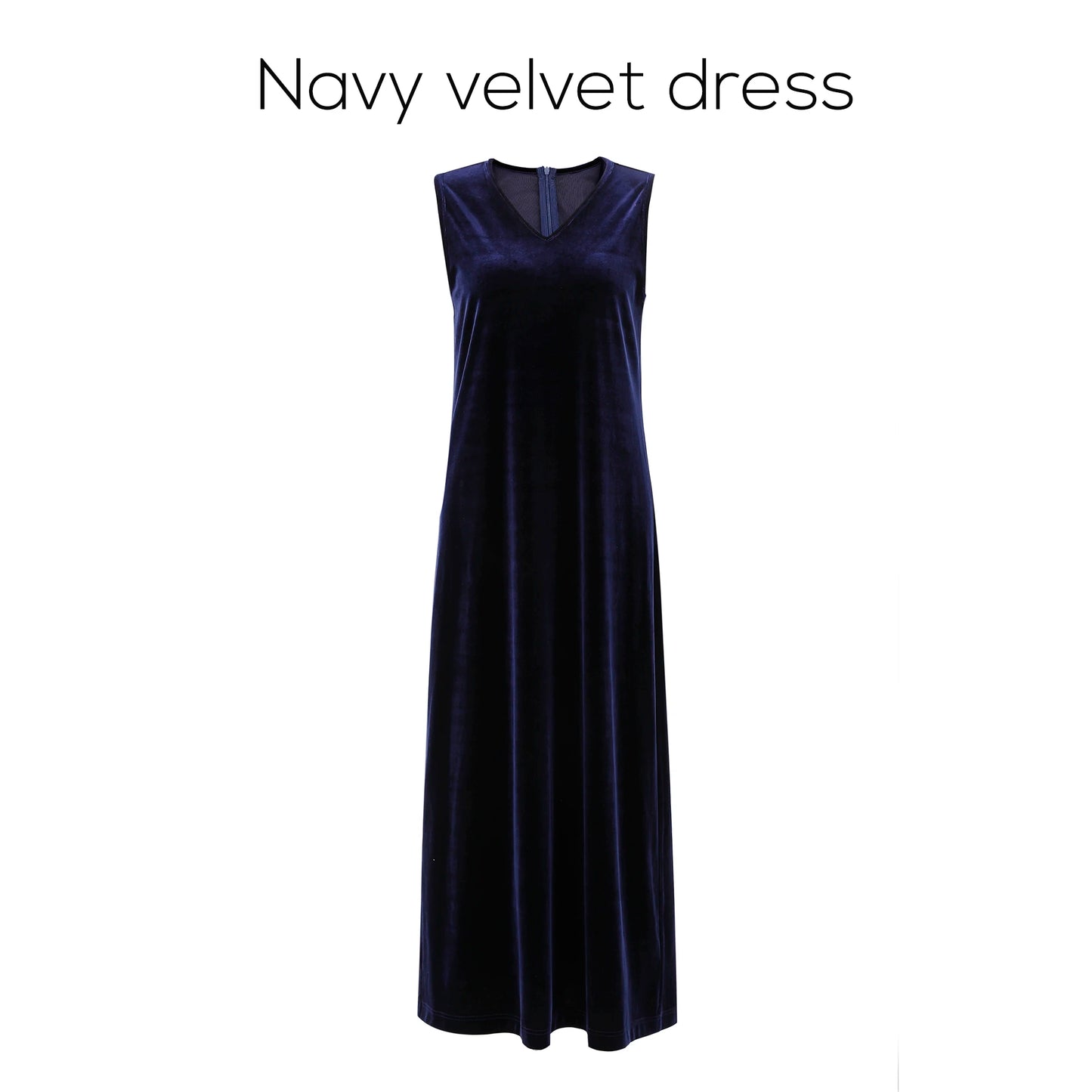 Elegant Velvet V-Neck Maxi Dress – Long Sleeve Modest Fit