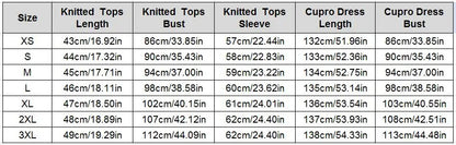 2-Piece Cable Knit Top + Cupro Slip Maxi Dress Set