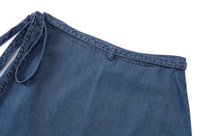 Denim Wrap Skirt (Adjustable Waist, Ankle-Length)