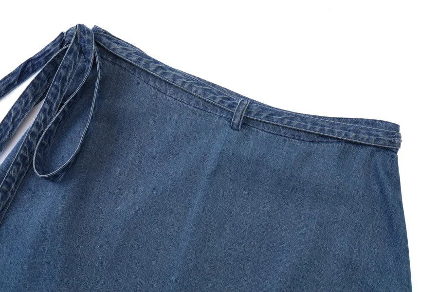 Adjustable Linen Wrap Skirt (Ankle-Length)